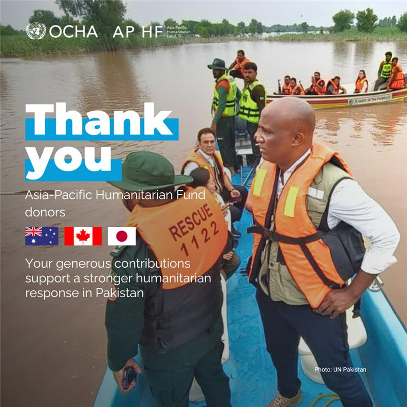 OCHAAsiaPac's tweet photo. Following the devastating #floods in #Pakistan, humanitarian partners are delivering clean water, health care, emergency shelter &amp; other urgent supplies to people.

#OCHAthanks donors to the Asia-Pacific Humanitarian Fund 🇦🇺🇨🇦 🇯🇵 for enabling a faster &amp; more effective response. https://t.co/qGfJnEcteL