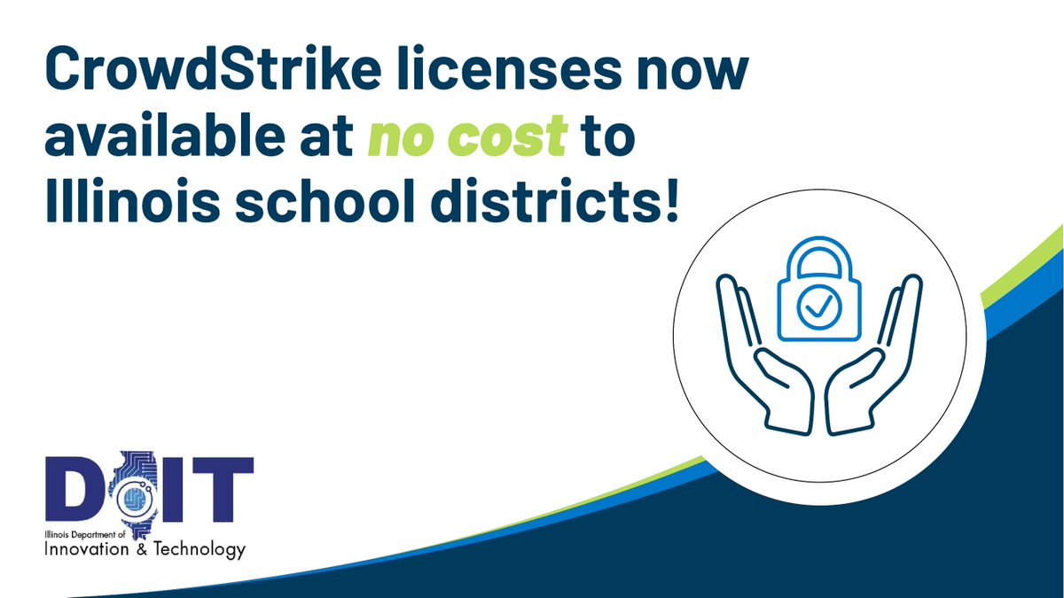 Avoid ransomware! <a href="/IllinoisDoIT/">DoIT</a> has a limited number of CrowdStrike (cybersecurity) licenses available at NO COST to eligible districts. Districts will receive 24x7x365 threat monitoring + live support from DoIT’s Security Operations Center. Email DoIT.SLCGPinfo@illinois.gov.