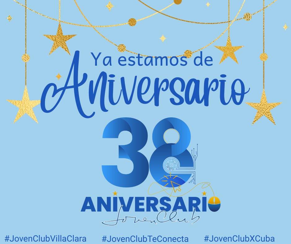 3⃣8⃣años junto a la familia cubana🇨🇺
📷Hoy estamos felices de poder compartir juntos a ustedes este aniversario 🎊🎊
Felicidades para todos los trabajadores, que nos han acompañado durante toda esta trayectoria de #TransfirmaciónDigital
#JovenClubTeConecta #JovenClubVillaClara