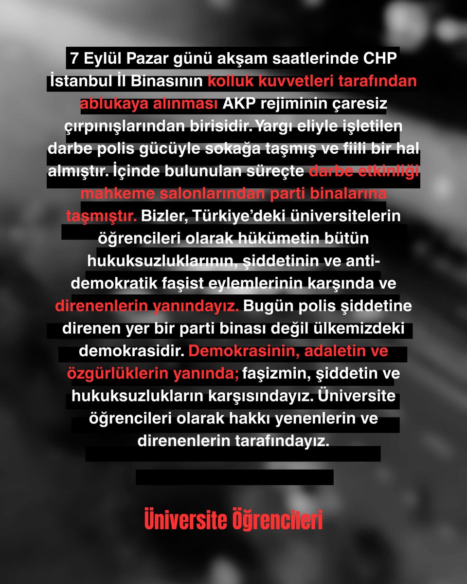 Üniversite öğrencileri olarak Türkiye'deki fiili darbe girişimine karşı ortak irademizin beyanıdır.