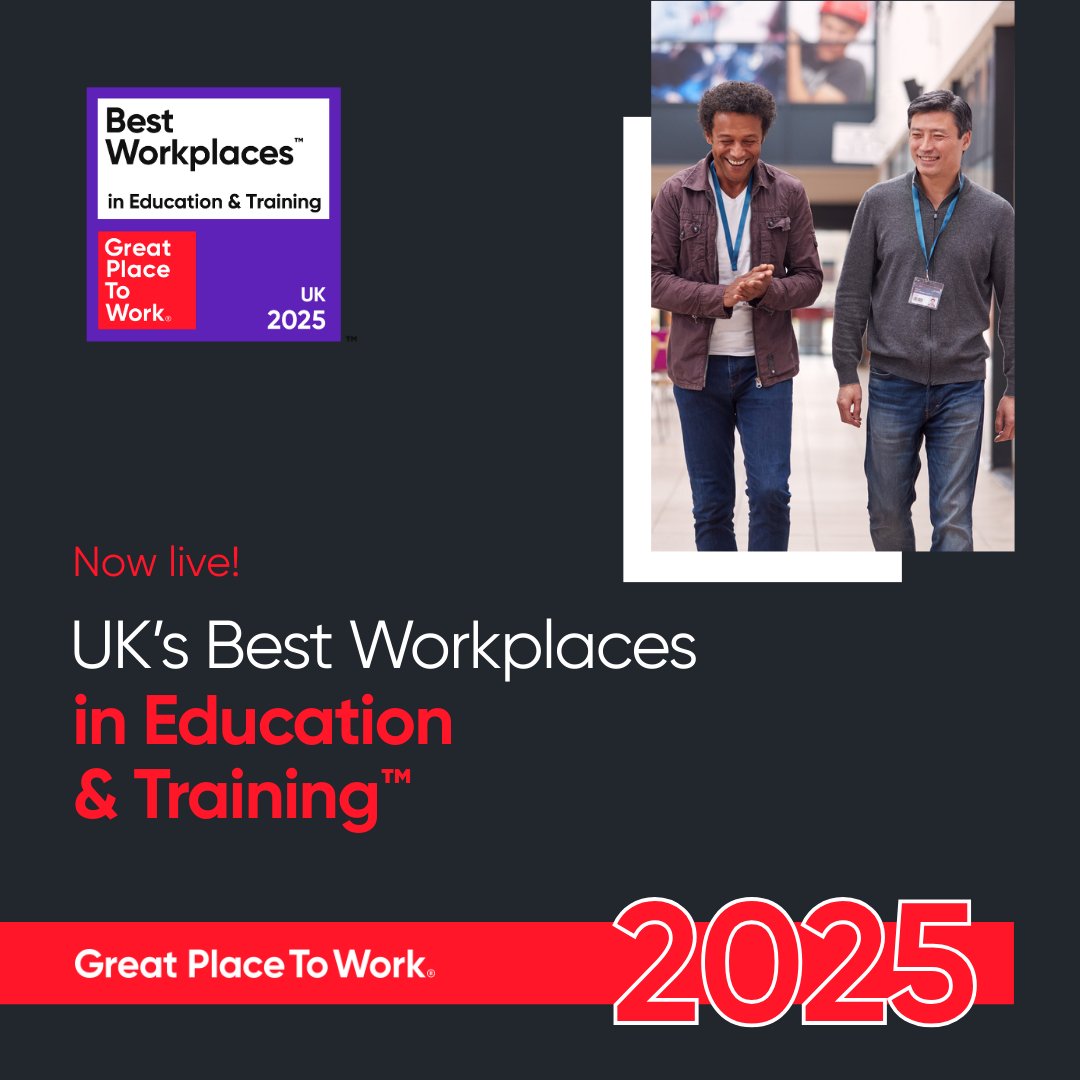 GPTW_UK's tweet image. LIST NOW LIVE!

Who are the UK's Best Workplaces in Education &amp;amp; Training™? 🤔 Discover the forward-thinking organisations standing out in their sector at: hubs.ly/Q03CKv8n0

#ukbestworkplaces