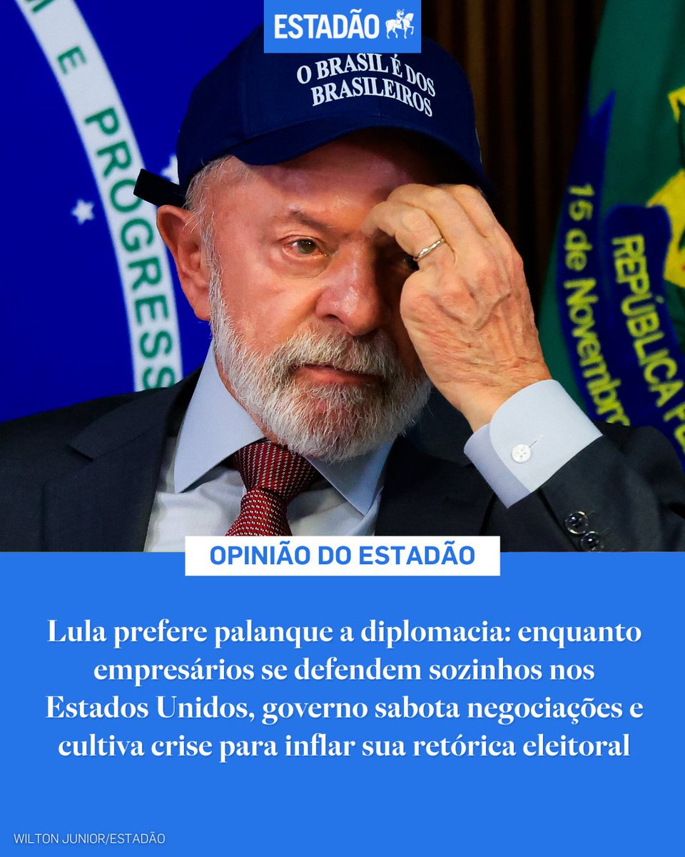 EDITORIAL: ‘Apagão diplomático em Washington’ – Soberania não é palanque. Não se defendem os interesses nacionais com bonés ou bravatas, mas com canais abertos, negociações duras e presença ativa > bit.ly/46s2z6o