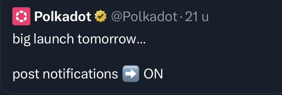 <a href="/Polkadot/">Polkadot</a> Gm, intern shall be fired if there wont be any announcement today, just fyi