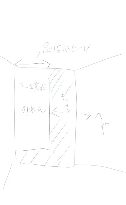 ホムセンまで行っていい感じの暖簾買ってきたのに全く幅足りなくて全然仕切りになってなくて泣いてる今 