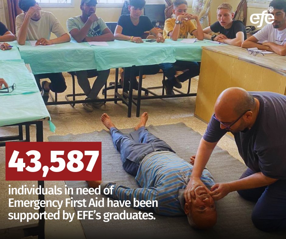In #Gaza, EFE is equipping youth with lifesaving emergency medical skills. These skills enable young people to respond effectively to emergencies and provide vital support in their communities.

👉 Learn more about our impact in Gaza at efe.org/gaza