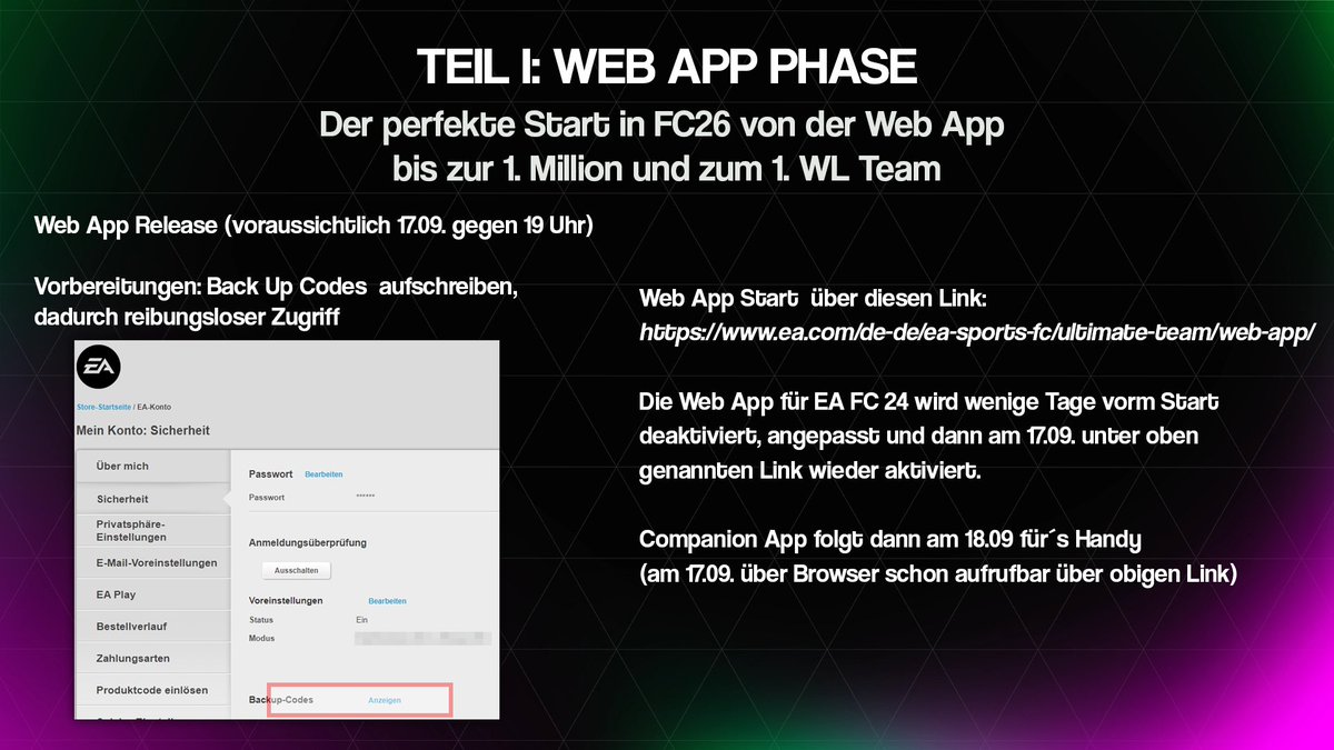 MM___TV89's tweet photo. Web App Starter Guide #FC26

So macht ihr eure ersten Münzen😍🔥 Nächste Woche geht's los🔥

Großer Dank geht an @itsjulez93 raus für das tolle Design und die Aufbereitung🙏

Setzt euch ein Lesezeichen und über ein 💜 + RP würden wir uns sehr freuen.

1/2 https://t.co/orqsTycMav