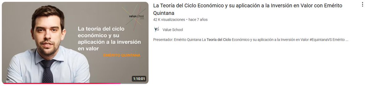 MDBBolsa's tweet photo. De verdad que este video de @foso_defensivo  es de lo mejor que hay en Youtube

La Teoría del Ciclo Económico y su aplicación a la Inversión en Valor 

Es literal lo que intento con el S**bst**ck

Años de conocimiento multidisciplinar, concentrados en horas de lectura / visionado

Para verlo muchas veces tomando apuntes