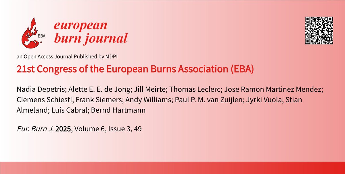 The EBA 2025 Congress in Berlin has come to a successful close! 🎉

Highlights: prevention, acute care, reconstruction, rehab, psychosocial care + 2024 EBJ Best Papers 🏆

📍 Thanks to all who joined our workshop &amp; Booth!

👉Check the report: mdpi.com/2673-1991/6/3/…

<a href="/Euroburn/">European Burns Association</a>