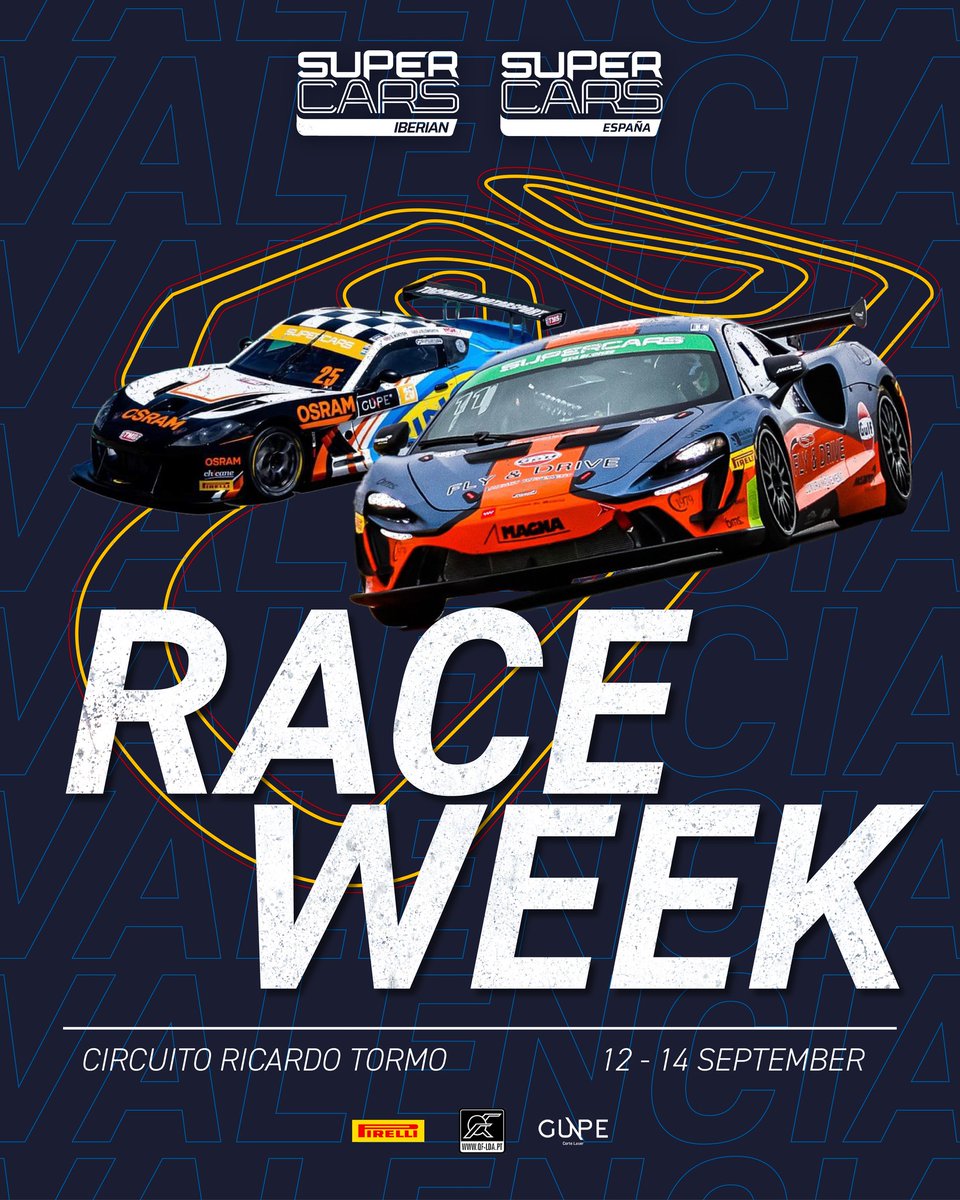 🟢Buckle up, it's Race Week! Don't miss any of the weekend on-track action at Circuito Ricardo Tormo for the Valencia round. 🇪🇸💥

#iberiansupercars #SupercarsEspana