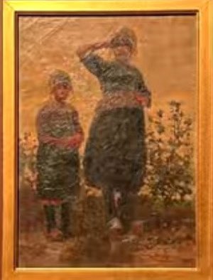 youtu.be/mTU_kXH-_RM
「子供二人」は、イギリスの画家ジョージ・クローゼン（George Clausen）によって1878年に制作された油彩画です。クローゼンは、19世紀後半から20世紀初頭にかけて活躍した画家で、特に風景画や人物画において高い評価を受けています。この作品は、クローゼンが得意とする写実