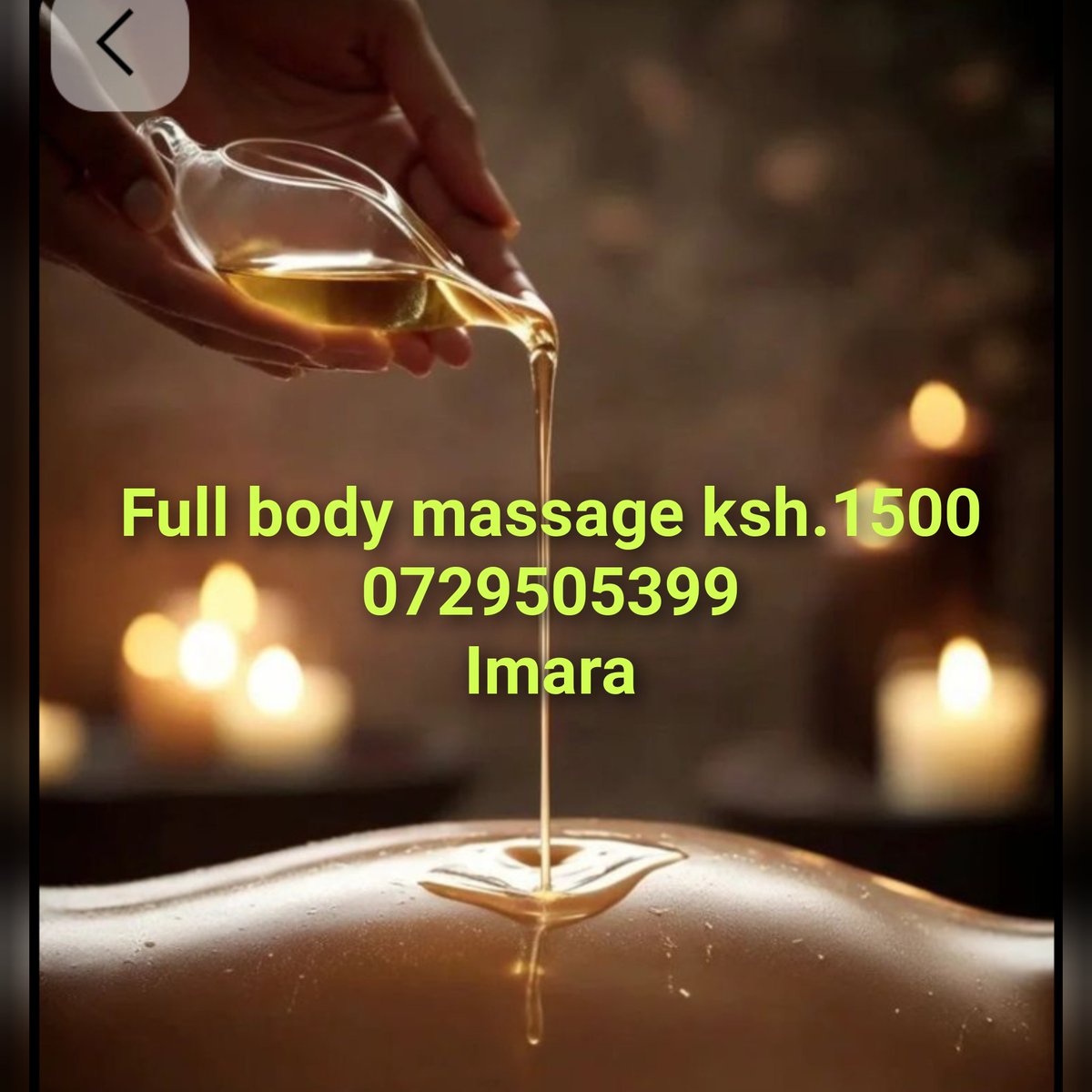 Full body massage ksh.1500,☺️Full body scrub ksh.1500☺️
0729505399
Imara daima,Mombasa road .
Incalls and housecalls available 
24/7
#mombasaroadmassage # nairobimassage 
#southbmassage#nurumassage#nairobisouthc#imaradaimamassage #nairobiwestmassage