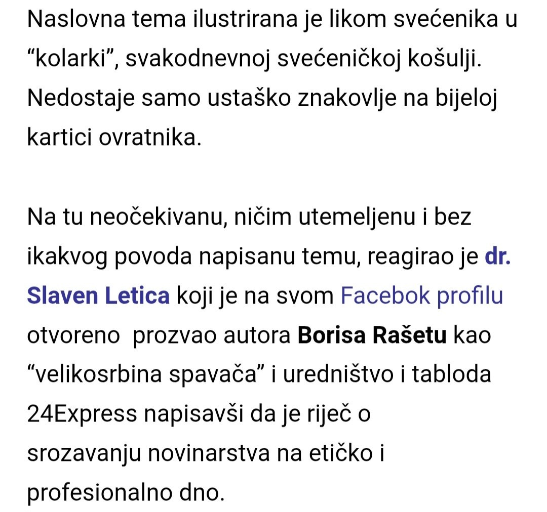 Boris Rašeta,nećak krvnika Hrvatske gen Rašete, tzv hrvatski novinar,koji je otkrio "Ustašku Crkvu"u Hrvatskoj o kojemu je sve napisao Slaven Letica,nikako da napiše knjigu o svom stricu gen Rašeti, ubojici Hrvata I Hrvatske. I to je "hrvatsko" novinarstvo.