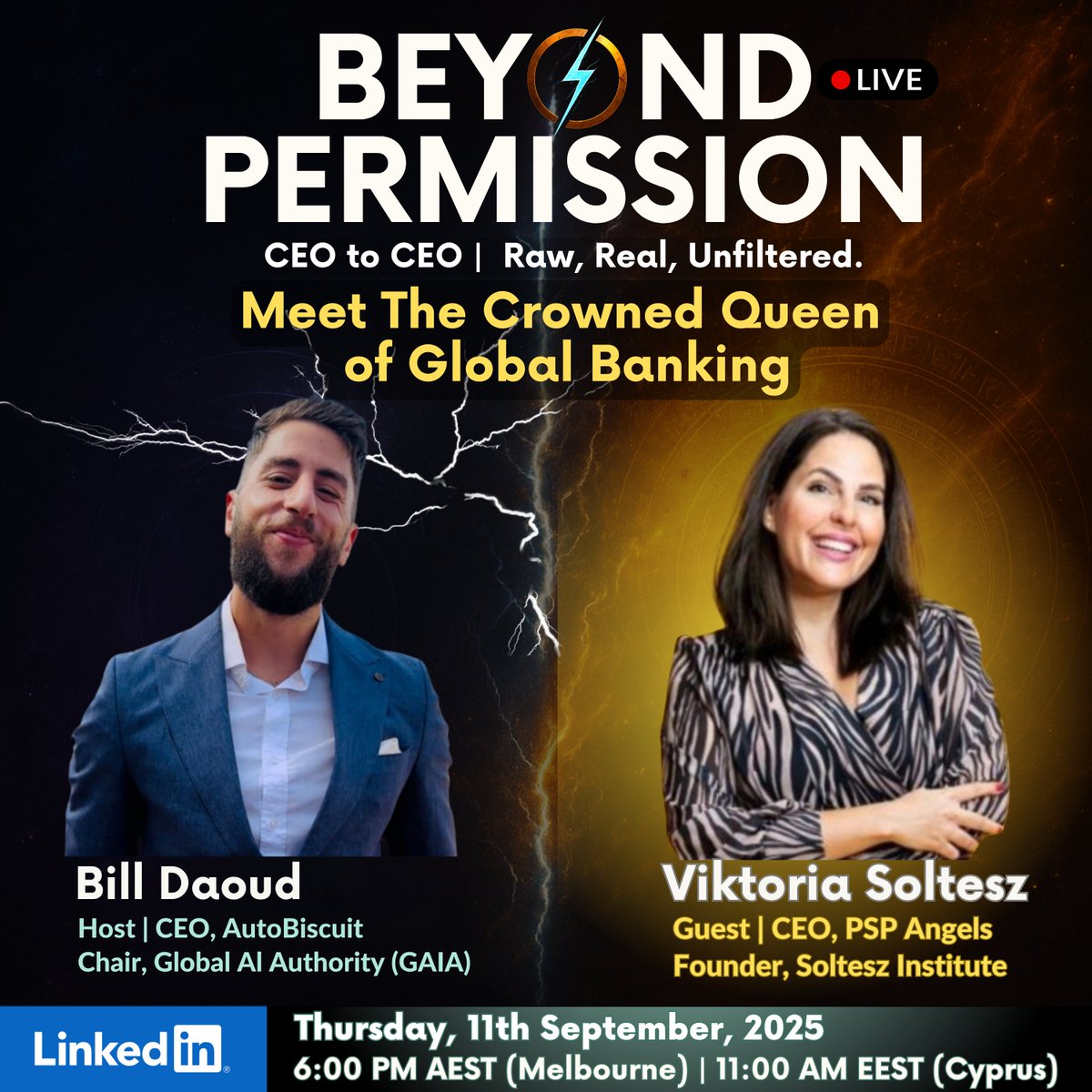 💡 Beyond Permission with Bill Daoud &amp; Viktoria Soltesz.

We’ll explore:
-  How money actually moves
-  Why Funds Get Frozen
- The role of the CPayO

📅 Sept 11 
11:00 AM EEST | 10:00 AM CEST | 12:00 PM GST
📍 Live on LinkedIn

👉 Save your spot: linkedin.com/events/7370701…