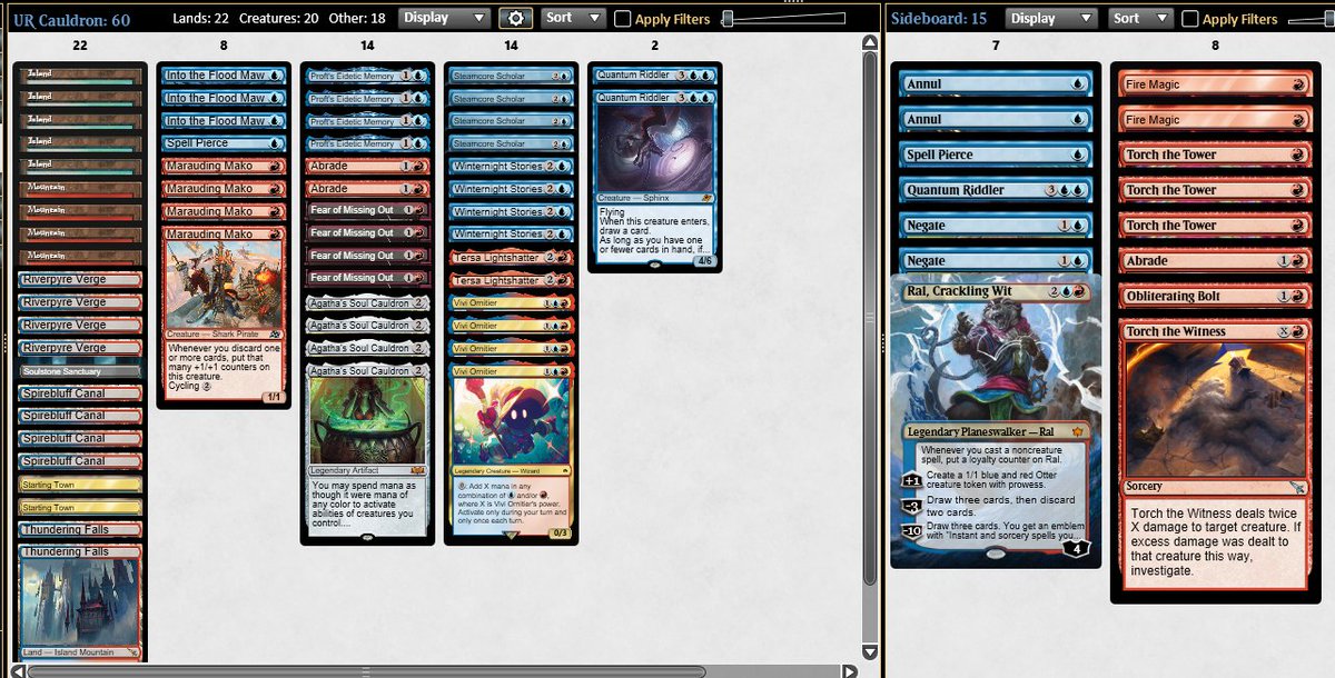 First RCQ of the season yesterday @ Full Fire in Gloucester

BW Raise the Past 🏆
Vivi 🏆
Vivi ❌
Pixie 🏆
UG Ouroboroid ❌
Dimir Mid 🏆
--------------
Vivi 🏆
Vivi 🏆
UWr Artifacts ❌

Used the guide from <a href="/terlollo15/">Lorenzo Terlizzi</a> and just changed the list very slightly