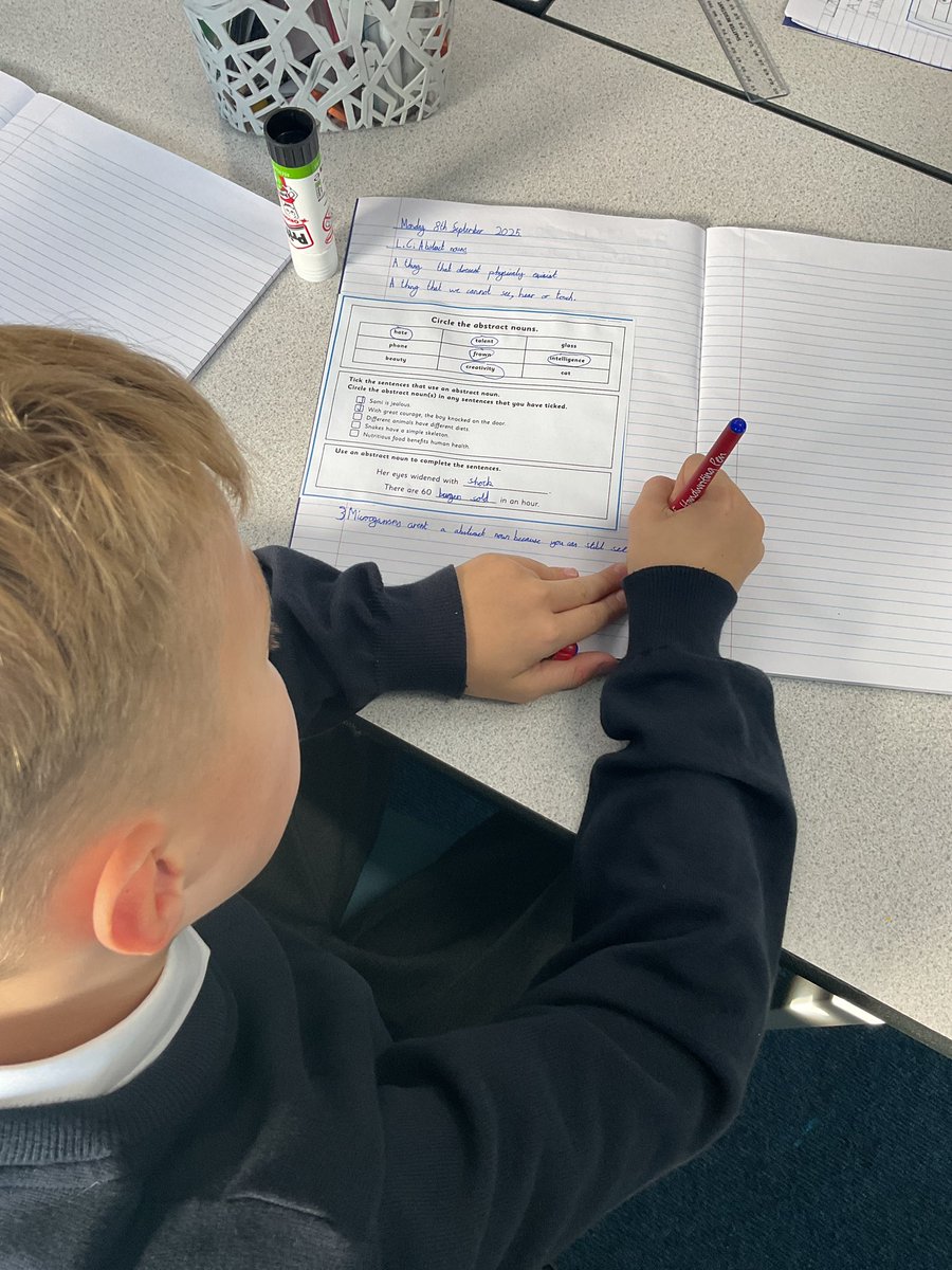 Year6A's tweet photo. In English we have been learning about abstract nouns this morning https://t.co/EMIdlZkxTU