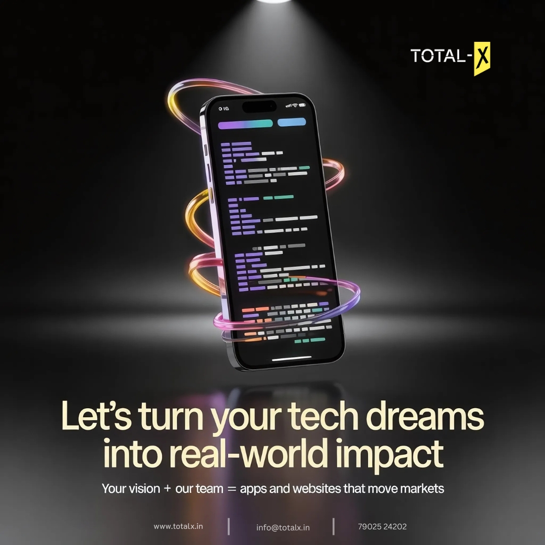 TOTALXsoftware's tweet photo. 🚀 Let’s turn your tech dreams into real-world impact 🌍✨

Your vision + our team = powerful apps &amp; websites that move markets. 💡📱💻

👉 Ready to build something amazing?
📩 info@totalx.in | 🌐 https://t.co/hYkgY5PKWJ | 📞 79025 24202
#AppDevelopment #WebDevelopment #TotalX https://t.co/H38C8n1DrF
