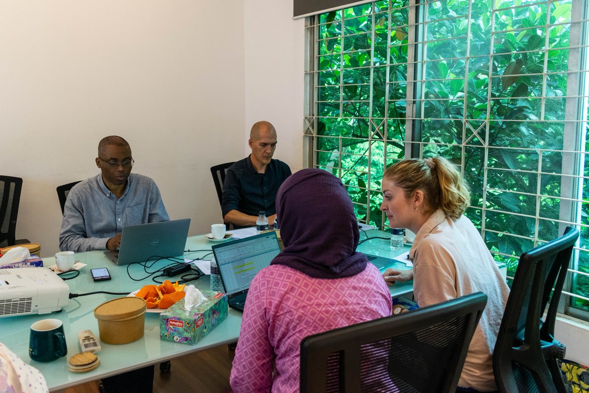 arkfoundation1's tweet image. ARK hosted a week long #dataanalysis workshop for the @ChorusUrban project with distinguished facilitators: Dr. @B_Ebenso, Joseph Hicks &amp;amp; @Bryonyd2 from the @UniversityLeeds.
#Datacollection through CHORUS core and Innovation fund projects were discussed with them.