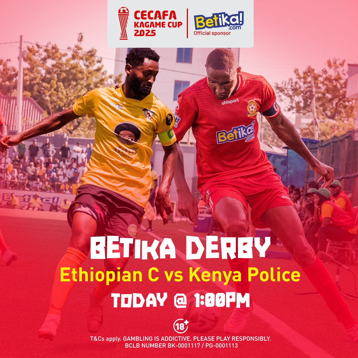Betika (@betikake) on Twitter photo 🚨BETIKA DERBY🚨
Our two babies <a href="/PoliceFCKE/">KENYA POLICE FC</a> and Ethiopian Coffee Sc go head to head as they chase the East and Central Africa #CECAFAKagameCup title💪🏼
🇪🇹 side wana top jedwali lakini Police are thirsty to boost their chances back to the top na hio ☕kahawa!! Nani atashinda?🤔 🚨BETIKA DERBY🚨
Our two babies <a href="/PoliceFCKE/">KENYA POLICE FC</a> and Ethiopian Coffee Sc go head to head as they chase the East and Central Africa #CECAFAKagameCup title💪🏼
🇪🇹 side wana top jedwali lakini Police are thirsty to boost their chances back to the top na hio ☕kahawa!! Nani atashinda?🤔