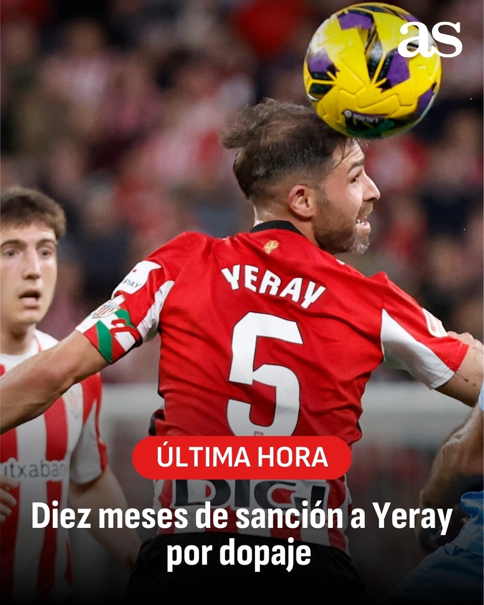 🚨 #ÚLTIMAHORA 🚨

🚫 La UEFA castiga a Yeray Álvarez, del Athletic Club, por dar positivo en canrenona tras un partido de Europa League

<a href="/AS_AGabilondo/">AS_AGabilondo</a> te cuenta los detalles 👉 dozz.es/jg55u2