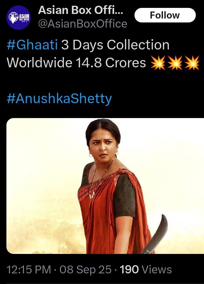 Kanimxzhiyee's tweet photo. @scrollcinema Lifetime collection of Annapoorni 😭😂

#Ghaati anushka flop movie collection >>>> bitchatara 6+ combined movie collection https://t.co/yX51FrsLXr