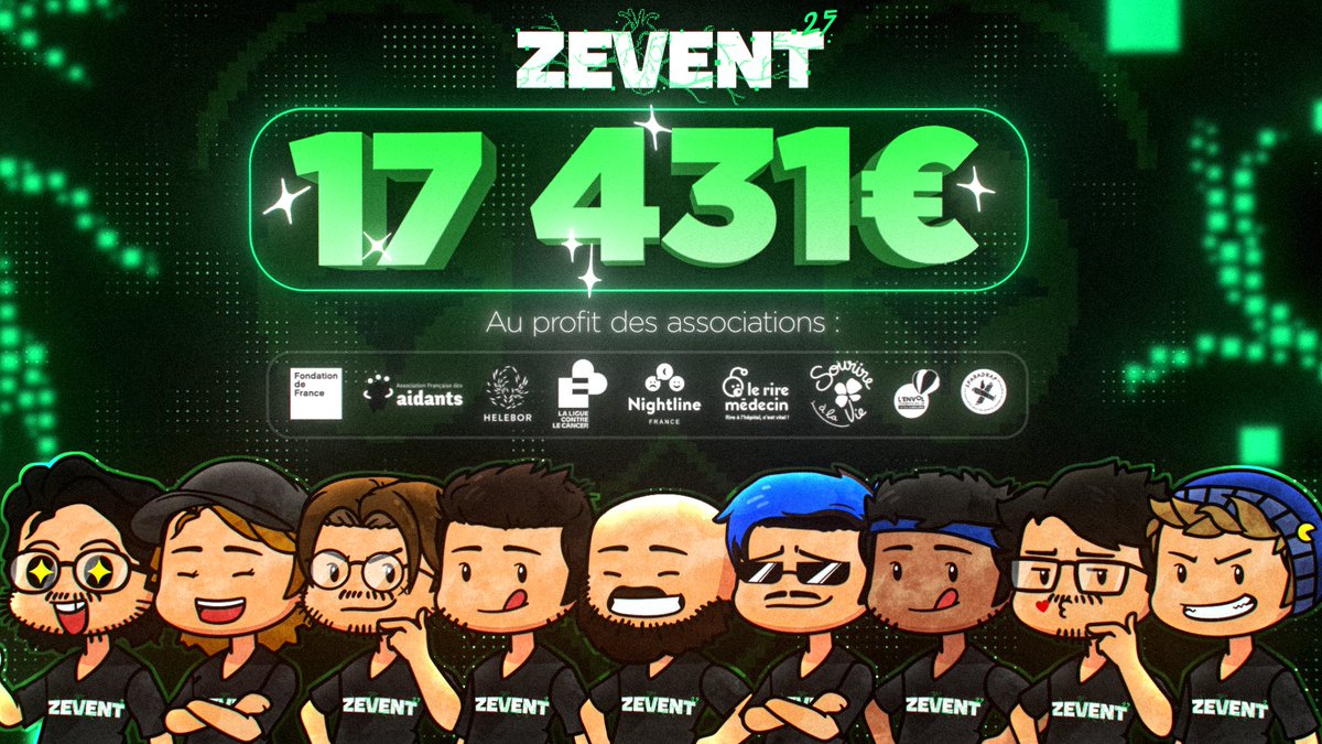 Zevent incroyable passé à vos côtés ! Ça dépasse toutes nos espérances je ne vous dirais jamais assez merci ! 
Je suis très heureux qu'on ait pu contribuer à ce point à la cagnotte et j'espère pouvoir vous dire à l'année prochaine pour une fois encore éclaté le record !