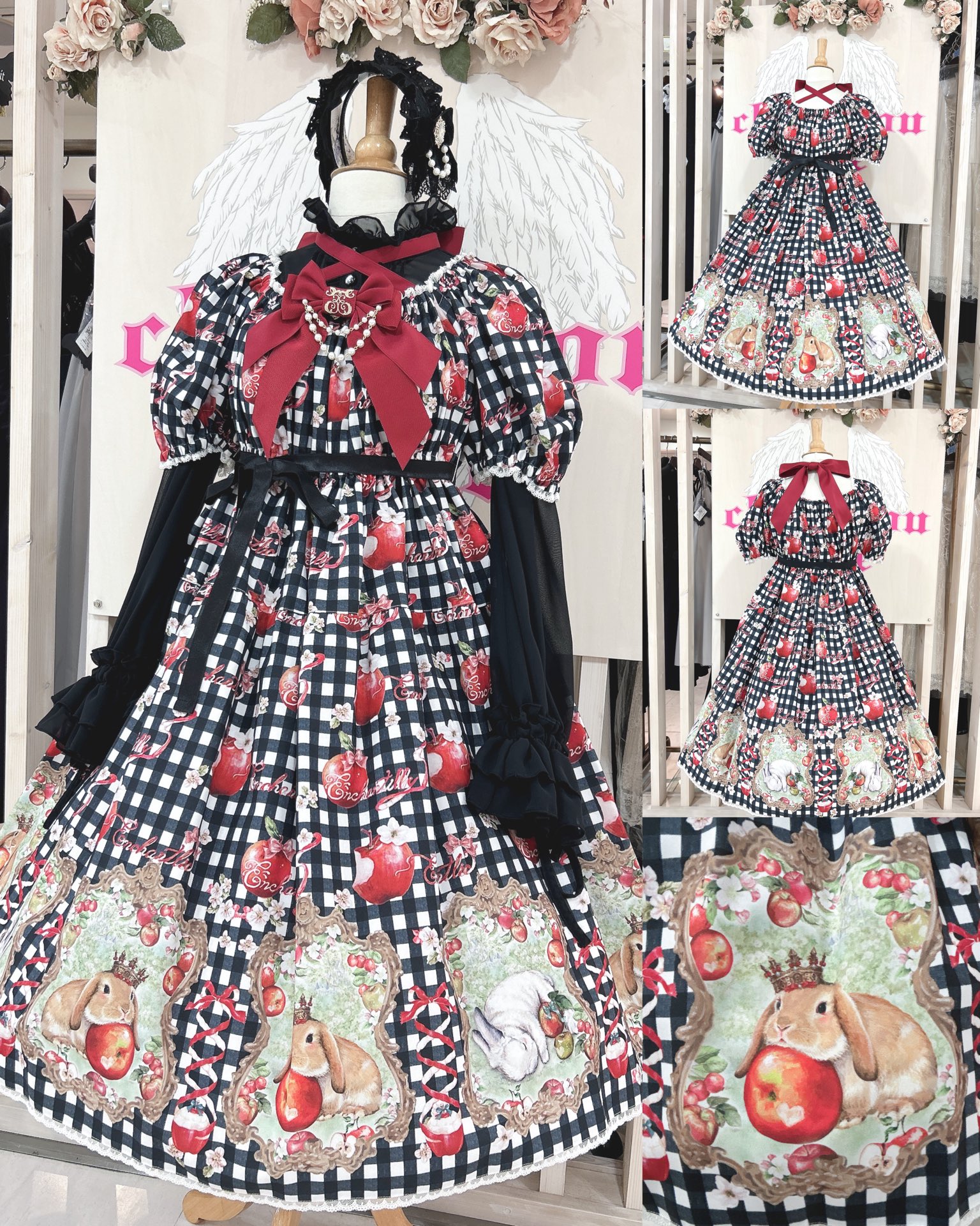 Mon Chouchou Hermitage柄JSK＋カチュ＋ボンネセット♡若草 Mon Chouchou Hermitage柄JSK＋カチュ＋ボンネセット♡若草