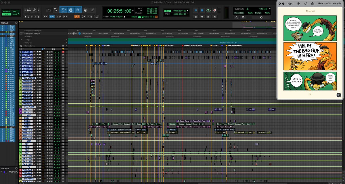 Están saliendo unas cuantas pistas de audio. ¡Qué ganas tenemos de que lo disfrutéis! Pronto más cositas... #thebadguys #comic #lostiposmalos 
Y un agradecimiento especial a <a href="/saran_kit/">Saran Kit</a> por ser la persona encargada de hacer el cómic.