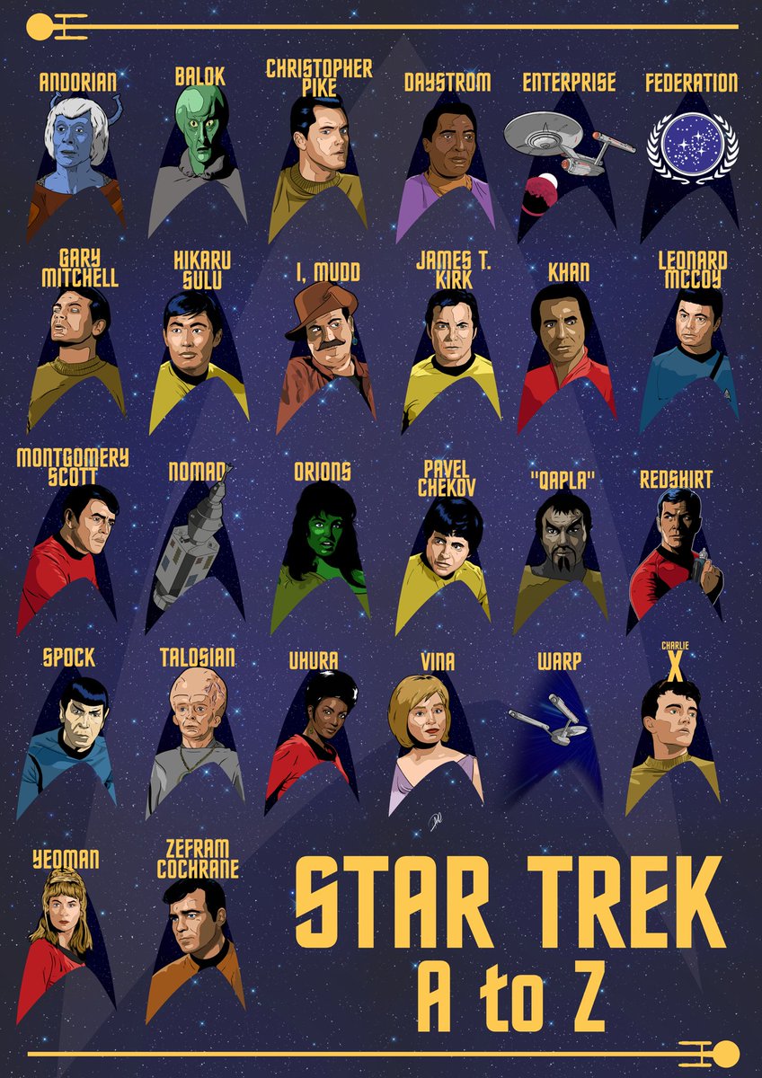 In honour of #StarTrekDay I will be posting some of my Trek Art. Starting with a revamp of my A-Z of the Original series!!

#startrek #startrektheoriginalseries #startrektos <a href="/StarTrek/">Star Trek</a>