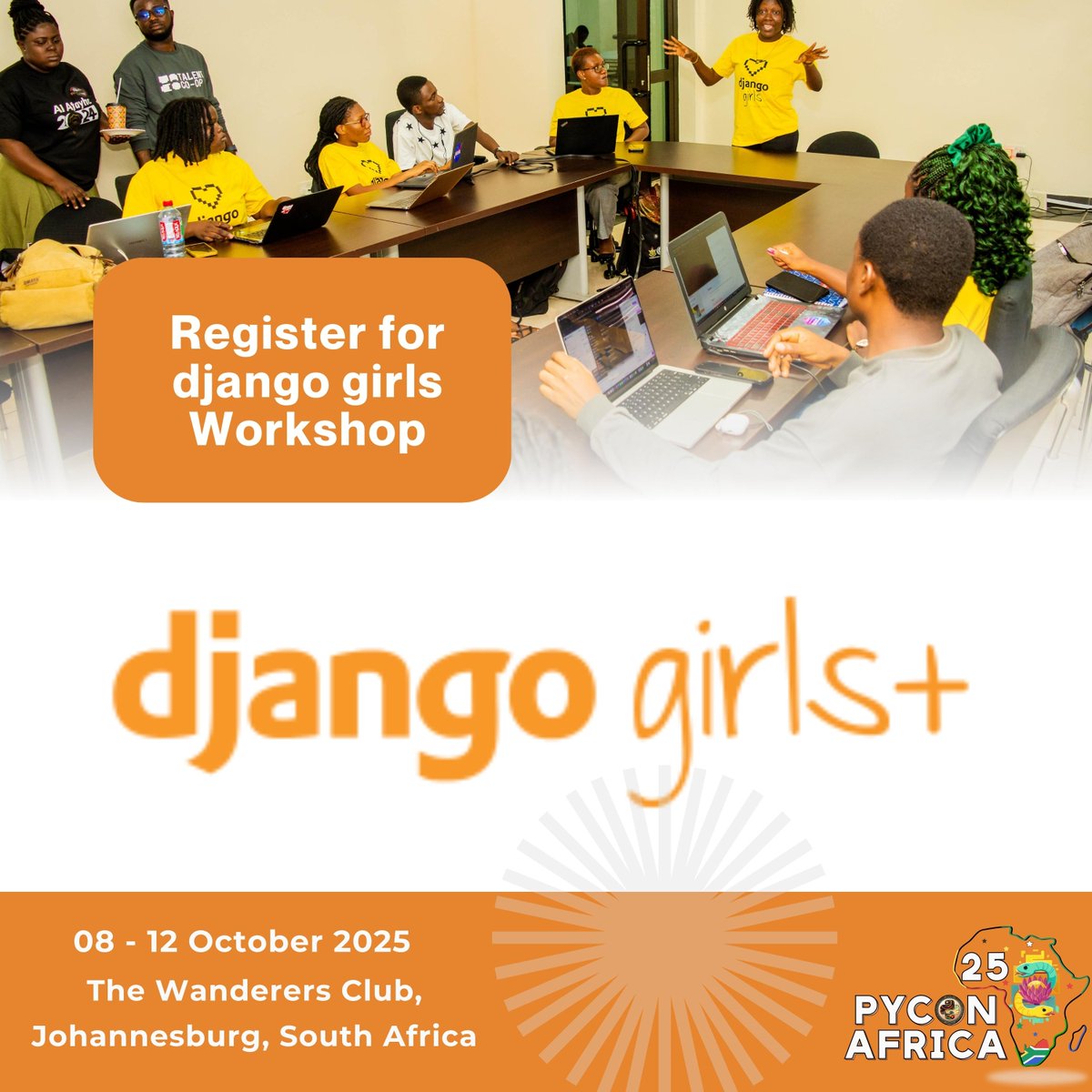 🌟 This internationally recognized workshop has helped thousands of women and marginalized genders take their first steps into web development. No prior experience required!
✅ Register now for free: za.pycon.org/beginners-day

#PyConAfrica #PyConAfrica2025 #PyConZA <a href="/djangogirls/">Django Girls</a>