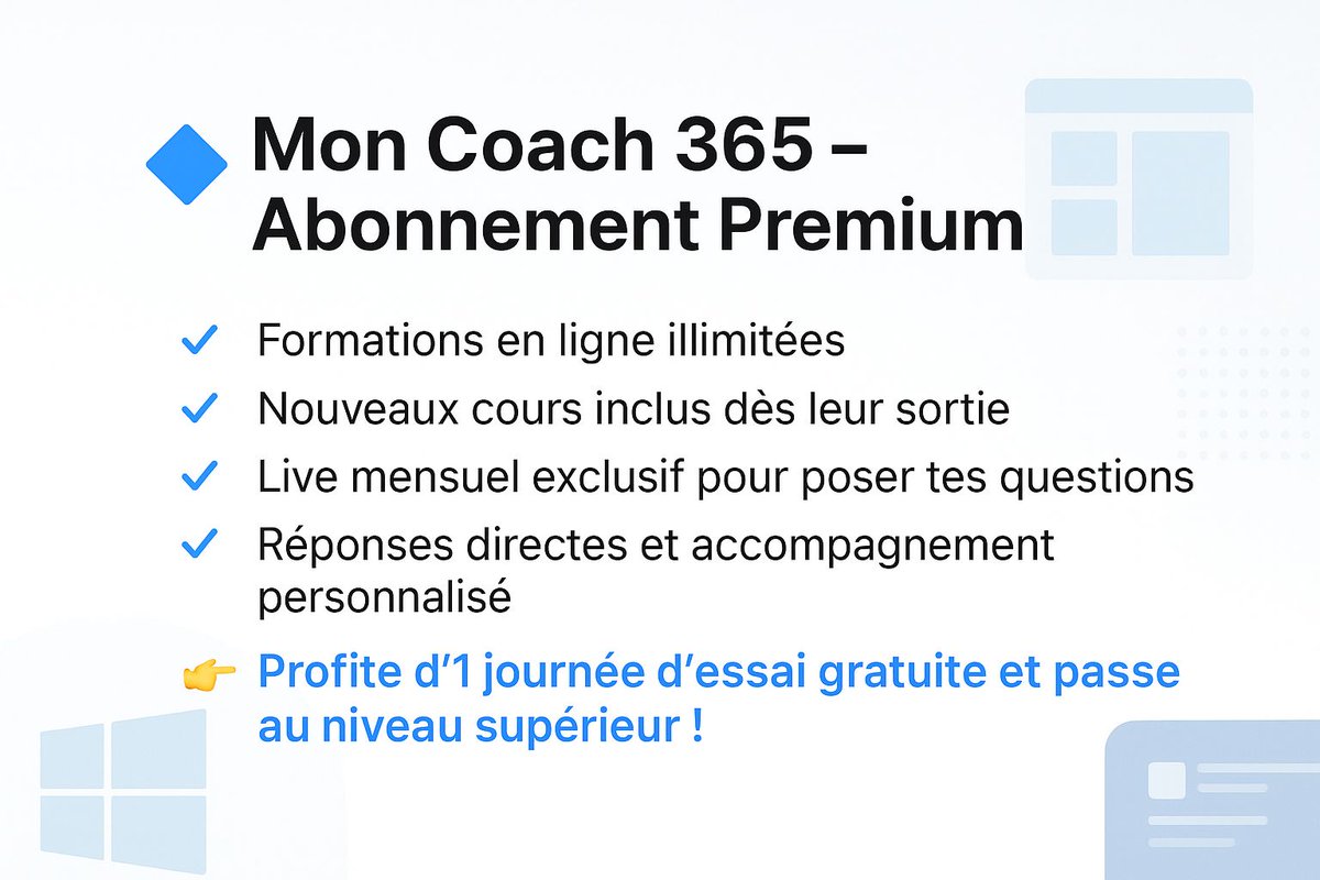 Nouveau : Mon Coach 365 arrive !

Tu rêves d'avoir un accès illimité à TOUTES mes formations + un accompagnement qui s'adapte à ton rythme ? 

C'est désormais possible ! 🚀

👇 Découvre les détails et commence ton essai gratuit :
moncoach365.academy/labonnement-mo…

#Formation