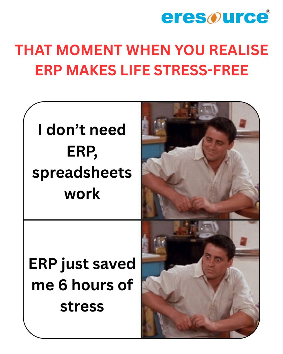 eresourceerp's tweet image. That face when you realize ERP could’ve saved you from spreadsheet nightmares 😳➡️😅

#ERPsoftware #ERPSolution #eresourceerp