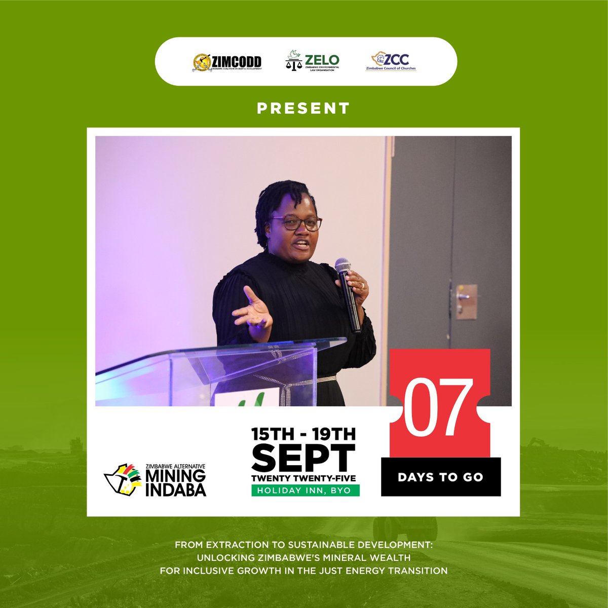 ZELO_Infor's tweet photo. Seven days to #ZAMI2025

On 15 September we kickstart discussions and plans to unlock Zimbabwe's wealth!

Follow for updates...

@ZIMCODD1 @zccinzim https://t.co/wcPKHtIzHI