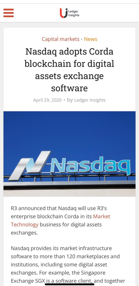 synergy0421's tweet photo. #Nasdaq adopts #Corda blockchain for digital assets exchange software
#R3 #Corda #SettlementCoin—-> #XDC‼️ https://t.co/48lc54Zif1