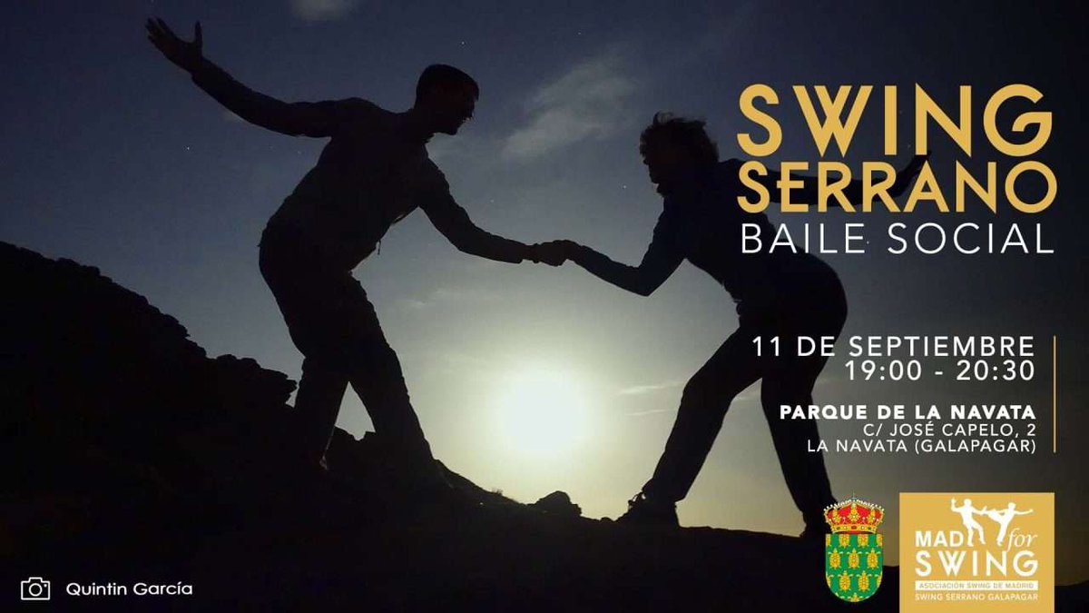 Swing Serrano Galapagar en La Navata
Jueves 11/09/25
de 19:00 a 20:30
GRATUITO
Clase abierta y baile social  en Parque de la Navata, c/José Capelo 4, La Navata, Galapagar
!Te esperamos!

madforswing.es/evento/swing-s…

#MADforSwing
#SomosMADforSwing