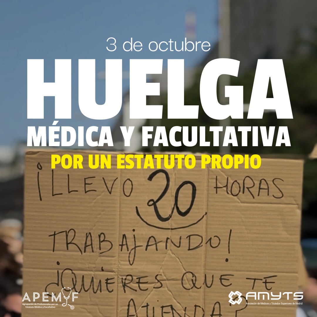 🔴AMYTS llama a la huelga médica y facultativa del 3 de octubre en Madrid y organiza manifestación del Congreso al Ministerio

corporativa.amyts.es/noticias/notic…