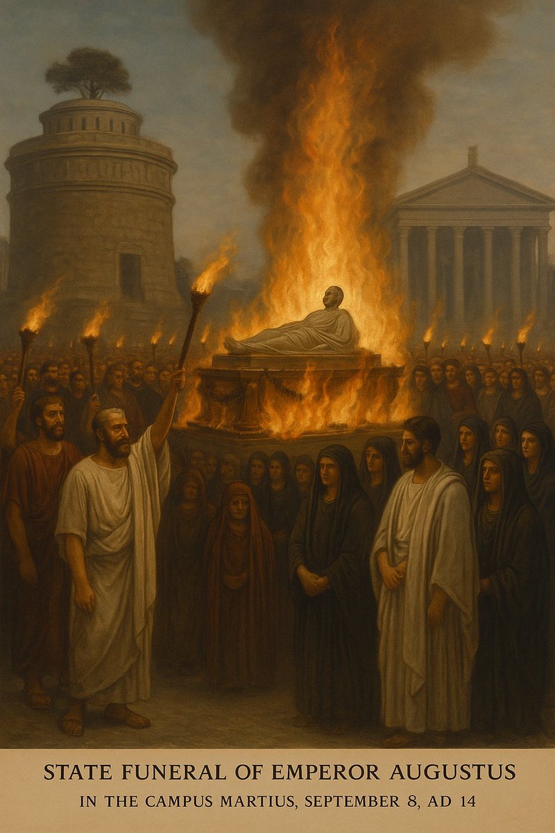TotPompeia's tweet image. 🗓️ #Taldiacomavui #8set 14 dC es van dur a terme les exèquies de l'emperador August #Roma. El seu cos fou traslladat a la ciutat i incinerat al Camp de Mart, prop del Mausoleu d’August, que ell mateix havia fet construir anys abans. 

🎓 totpompeia.com