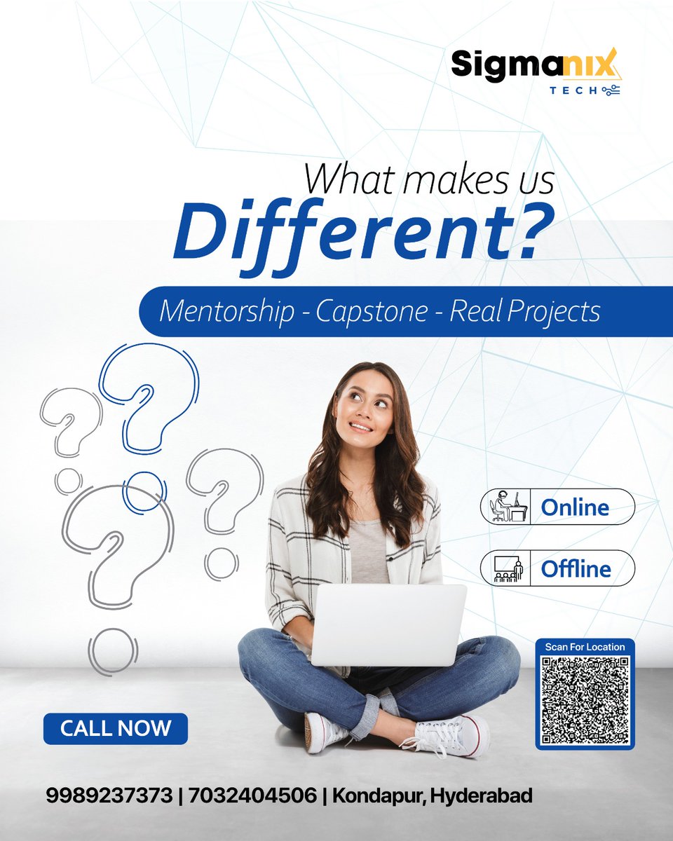 sigmanixtech's tweet image. Our Edge = Your Success! 🌟

We don’t just teach, we prepare you for the real world:
✅ Mentorship
✅ Capstone Projects
✅ Real Industry Exposure

👉 Available Online &amp;amp; Offline!  Kickstart Your Career With Us!

Contact Us @9989237373 / 7032404506

#SigmanixTech #TechSkills