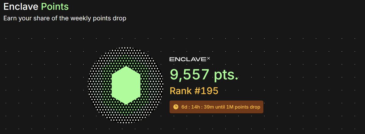 Enclave(<a href="/enclavemarkets/">Enclave Markets 🔺</a> )で先日配布されたポイント確認したら195位でした！
私ごときでこのランキングなら割と穴場なんじゃないか！？

Crypto Hirobaで新規登録キャンペーンに加えて、Amazonギフト券と何やら"特別なロール"が貰えるキャンペーンも開始したので引用元をチェック！！