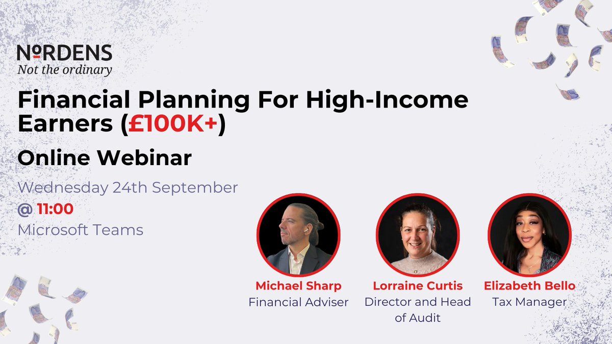 Free webinar: Financial Planning for High-Income Earners (£100K+) and it’s one not to miss.

Set yourself up for success with strategies on tax, wealth and cashflow.

🗓 24 Sept | 11am
📍 Online

Register: f.mtr.cool/ijjhunmsgz
Info: f.mtr.cool/cuvqssdyvg
