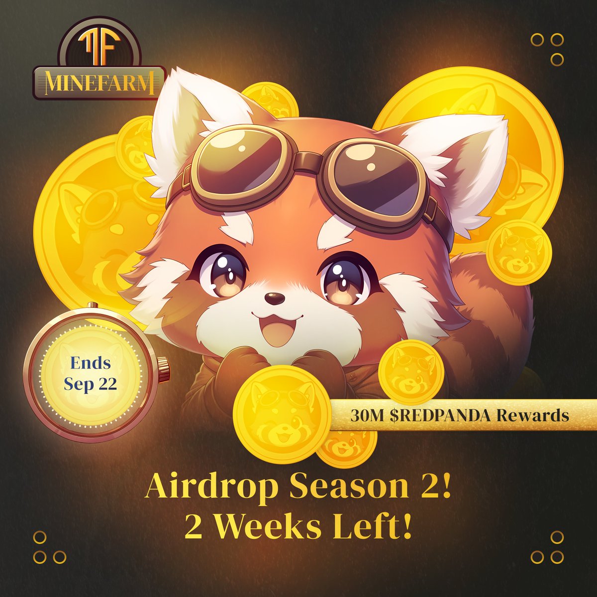 MineFarm_'s tweet image. ⏰ 2 WEEKS LEFT until the end of Airdrop Season 2!

💎 30M $REDPANDA are being distributed this season across 6 leagues. Rewards go to the TOP 3,500 players - the higher your league, the bigger your share 🏆

⚔️ Quick reminder of Season 2:

📅 Dates: July 23 – September 22
💎…