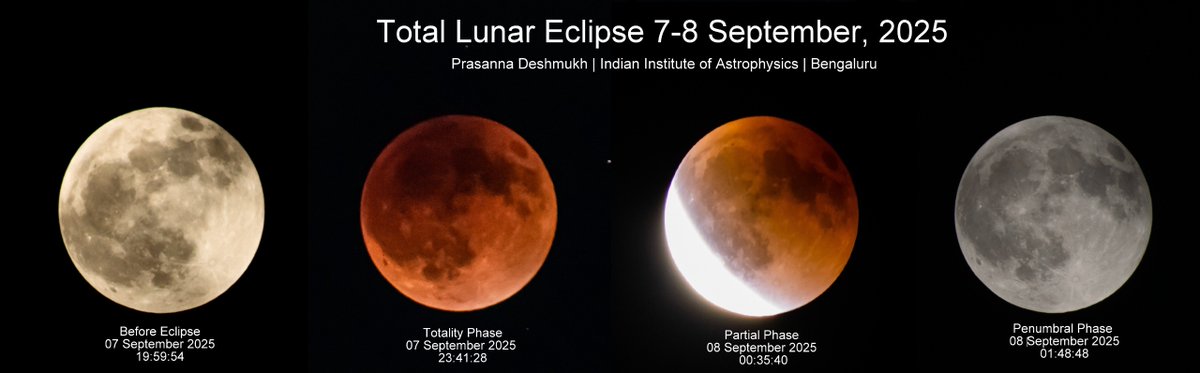 IIAstrophysics (@iiabengaluru) on Twitter photo Enjoy the stunning sequence of photographs taken by Arun Surya <a href="/arunsuryaofc/">Arun Surya</a> and Prasanna Deshmukh <a href="/pgdeshmukhiia/">Prasanna Deshmukh</a> of IIA during yesterday's total lunar eclipse - from Koramangala #Bengaluru!
<a href="/IndiaDST/">DSTIndia</a> <a href="/karandi65/">Abhay Karandikar</a> <a href="/fiddlingstars/">Annapurni Subramaniam</a> <a href="/asipoec/">Astronomical Soc. India Outreach and Education</a> #ChandraGrahana2025 #Eclipse Enjoy the stunning sequence of photographs taken by Arun Surya <a href="/arunsuryaofc/">Arun Surya</a> and Prasanna Deshmukh <a href="/pgdeshmukhiia/">Prasanna Deshmukh</a> of IIA during yesterday's total lunar eclipse - from Koramangala #Bengaluru!
<a href="/IndiaDST/">DSTIndia</a> <a href="/karandi65/">Abhay Karandikar</a> <a href="/fiddlingstars/">Annapurni Subramaniam</a> <a href="/asipoec/">Astronomical Soc. India Outreach and Education</a> #ChandraGrahana2025 #Eclipse