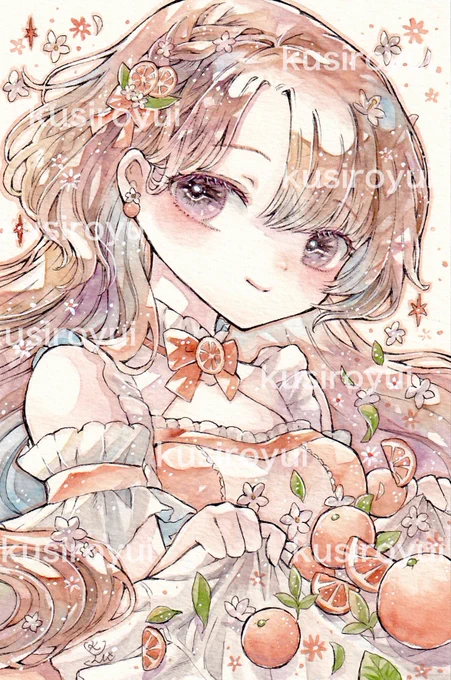 「オレンジティー」 BOOTH展示作品 #アナログ絵 #透明水彩