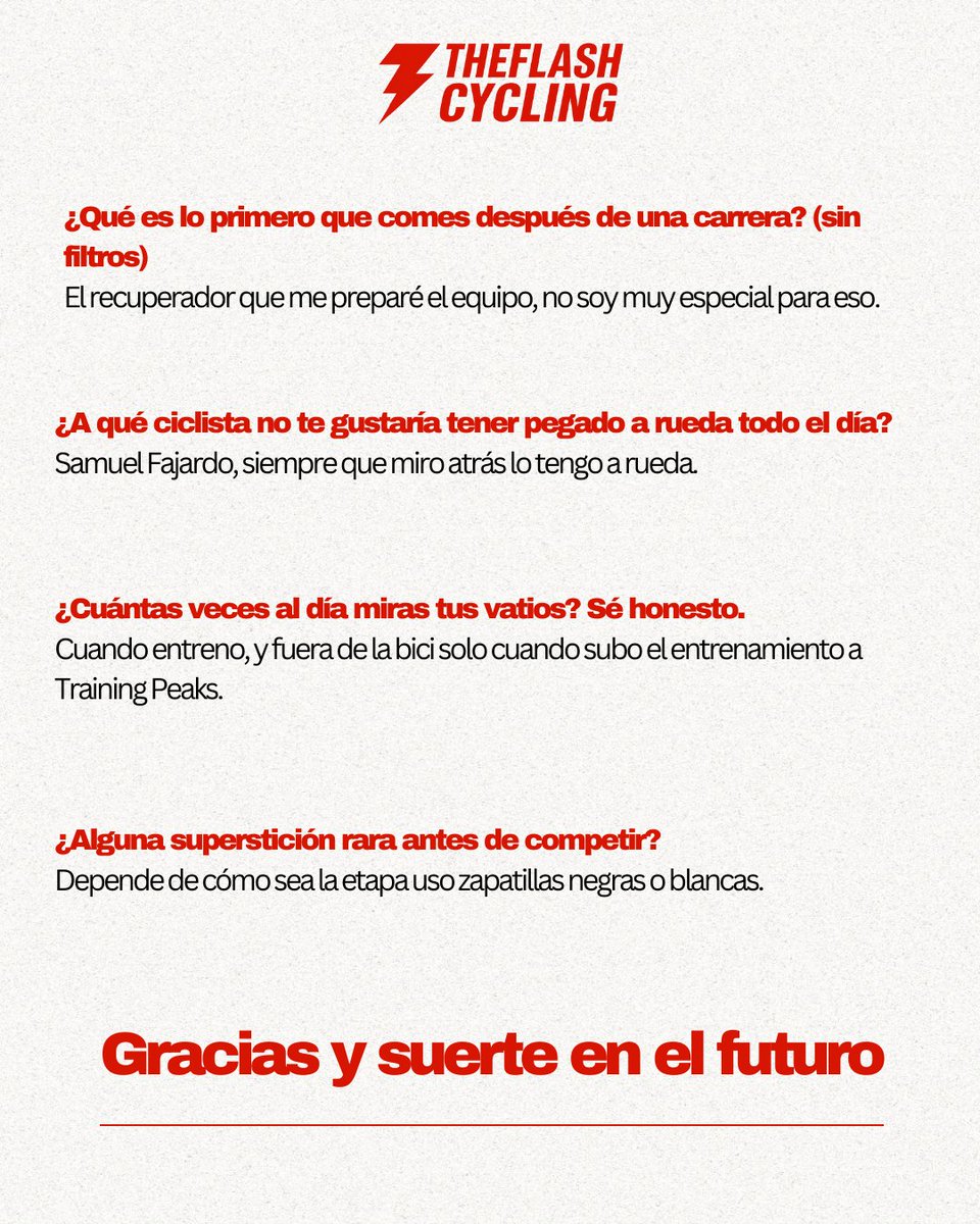 TheFlashCycling's tweet image. 🔴 PREGUNTAMOS A… Miguel Domínguez 🔴
Escalador del Rias Baixas ⛰️

👉 2º en la Vuelta a Castilla-La Mancha
👉 Quiere rematar la temporada en Galicia y Salamanca

En 8 preguntas nos cuenta su progresión, objetivos y una curiosidad que no sabías 😉