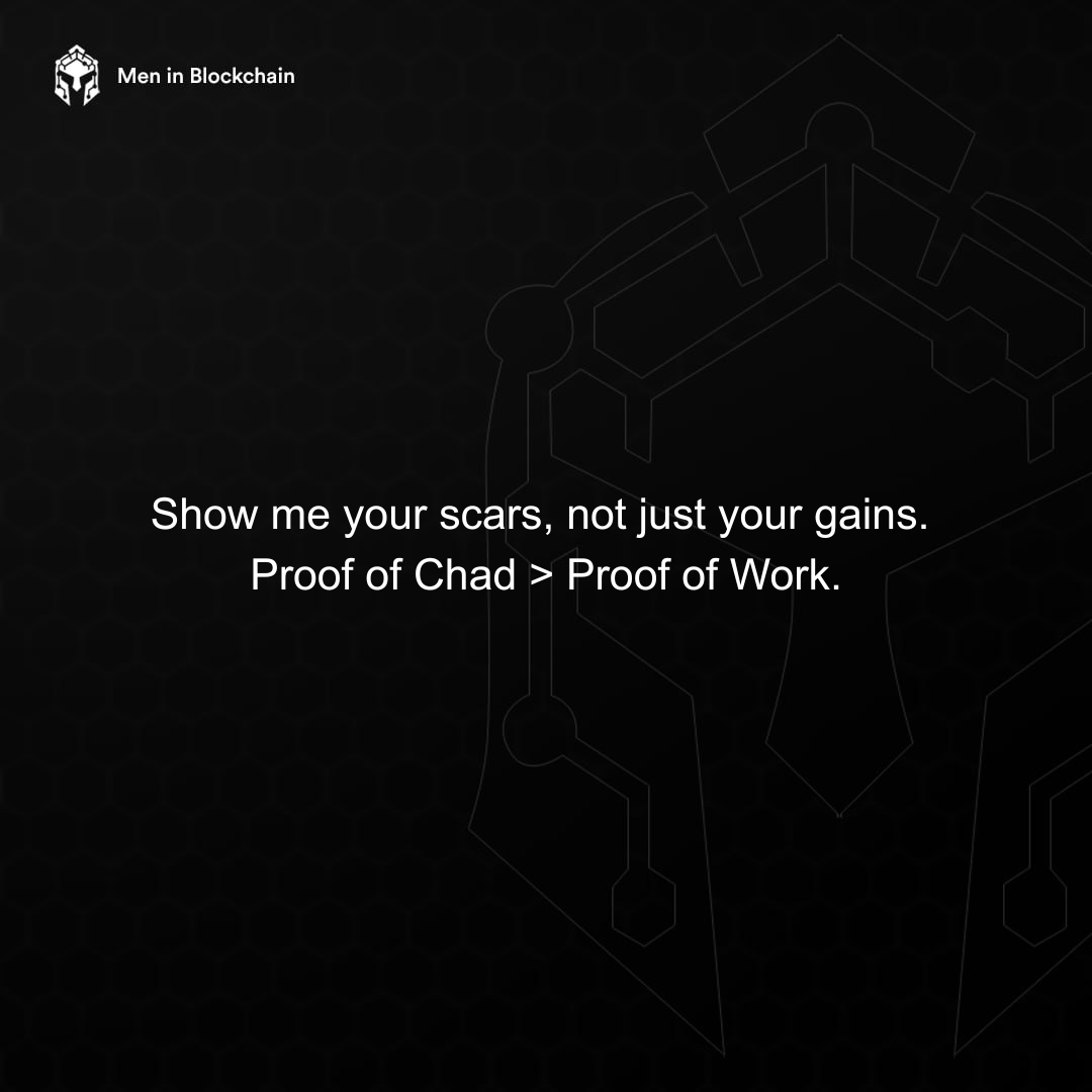 meninblockchain's tweet photo. Everyone can flex a green portfolio. Few can flex the scars of staying, learning, and building when everything fell apart. https://t.co/JbK2A1JSla