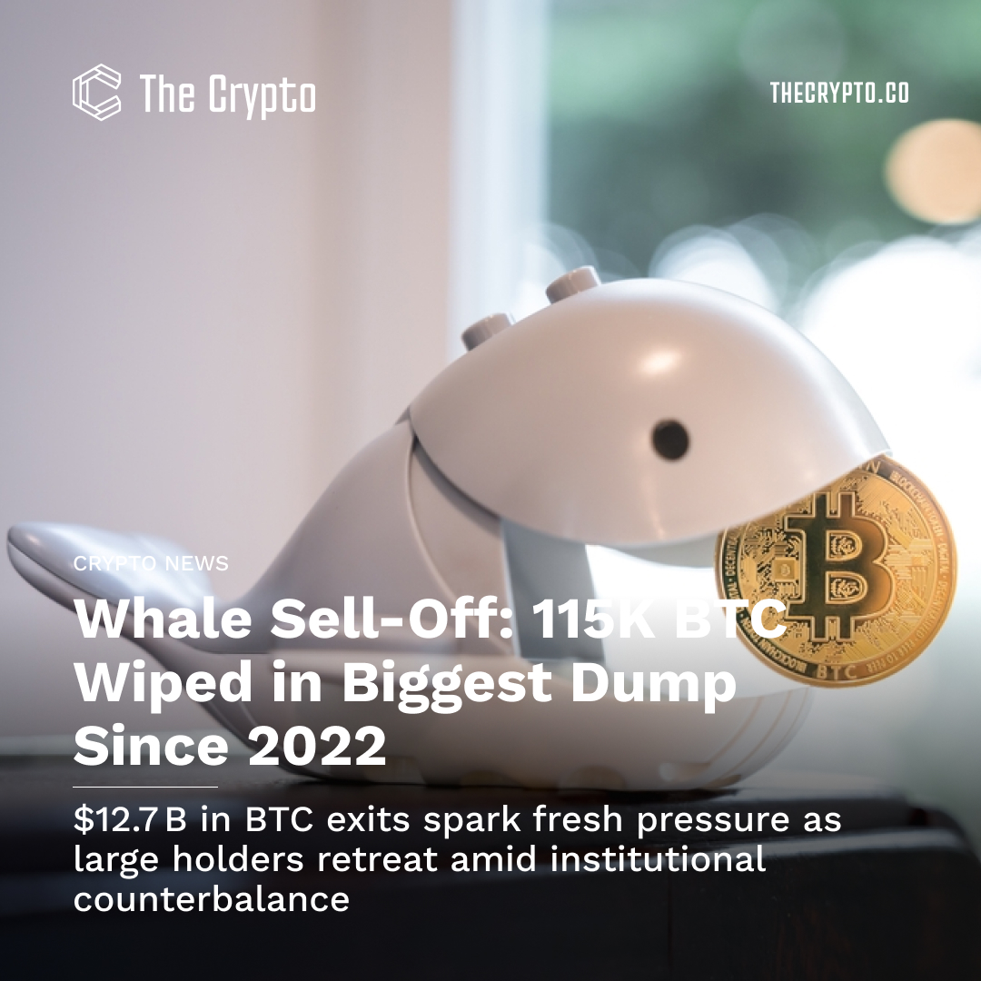 🚨 Bitcoin whales just dumped 115,000 BTC - worth $12.7B - the biggest sell-off since 2022. Prices dipped, but institutions are quietly buying the dip. 🐋📉➡️🏦

Will whales keep sinking BTC, or is $150K still on the horizon? Dive deeper 👇
🔗thecrypto.co/article/bitcoi…