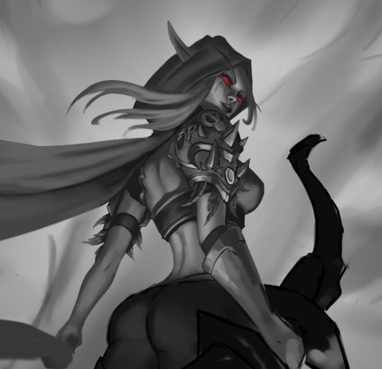 I chose to draw #Sylvanas against the backdrop of a flaming Teldrassil. It should turn out well.