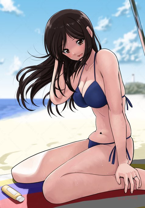 隣に住んでいる人妻とリゾートデート。
「暑いね、ホテルに戻ろうか? うふ♥」 