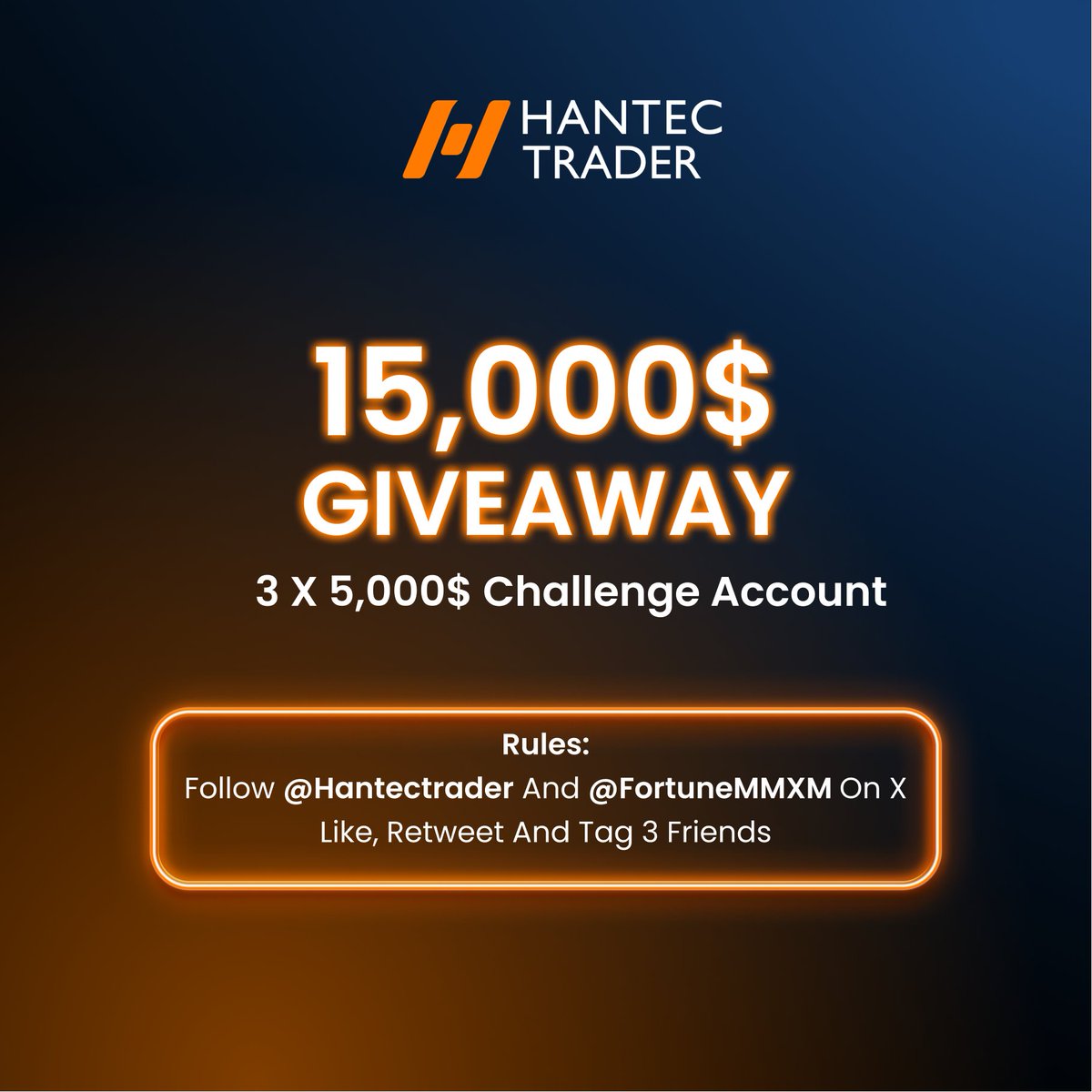 3 X5k giveaway with HANTEC TRADER 🎉
Rules:
• Follow <a href="/HantecTrader/">Hantec Trader</a> <a href="/FortuneMMXM/">Fortune MMXM</a>
•Like
•Retweet
•Tag 3 friends
