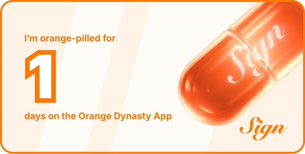 I've been Orange-Pilled and Seeing Signs for 1 days 👀🧡🐉.Join the app and be a better version of yourself!
orange.sign.global/app?user=OEYBI…