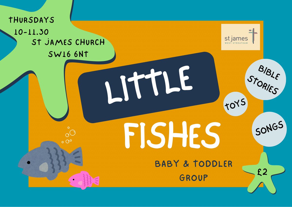 St James Streatham (@stjameschurchws) on Twitter photo Little Fishes, our parent and toddler group, is back this Thursday! Please book in advance to guarantee your place: stjames-streatham.org.uk/children/littl…
#ToddlerLife #furzedown #Tooting #MondayMotivation Little Fishes, our parent and toddler group, is back this Thursday! Please book in advance to guarantee your place: stjames-streatham.org.uk/children/littl…
#ToddlerLife #furzedown #Tooting #MondayMotivation